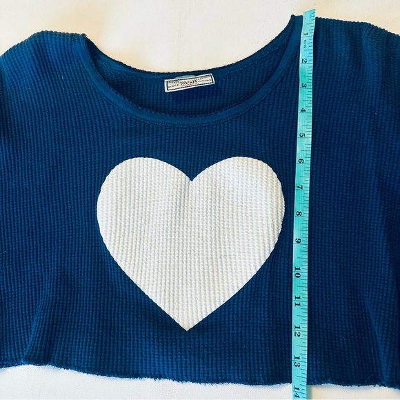 Vintage Hard Tail USA crop top logo blue heart thermal long sleeve raw edge - Picture 6 of 12